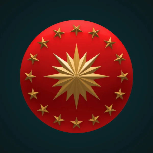 3D Rendering of Presidential Seal of Turkey isolated on dark background