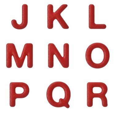 Çilek Alfabesinin 3B Hazırlanması, Numaralar, Noktalama İşaretleri beyaz arkaplanda izole edilmiş (daha kolay dekupaj yolu dahil))