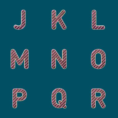 Düz arkaplan üzerinde izole edilmiş Harfler, Sayılar ve Noktalama İşaretlerini içeren 3B Render Pasta Yazıtipi Kümesi, daha kolay dekupaj sayfası için jpg üzerinde gömülü yol dahil.