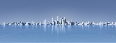 Panoramik Gelecekçi Şehir Kavramının 3B Hazırlaması