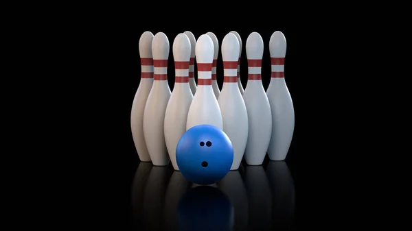 Görüntü Bowling Topu Ğneleri Yapılandırma Sırtüstü Yalıtılmış — Stok fotoğraf