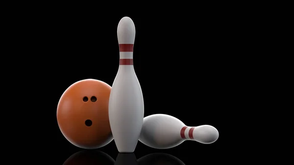 Illustration Render Bowling Ball Pins Isoliert Auf Backgorund — Stockfoto