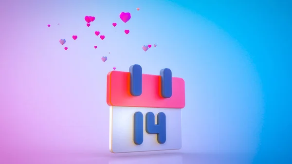 Render Valentine Day Concept Calendar Icono Surronded Multiple Hearts — Foto de Stock