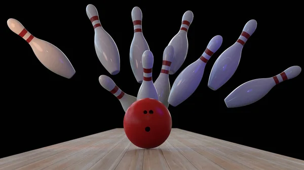 Illustration Render Bowling Ball Pins Isolated Backgorund — Stock Photo, Image