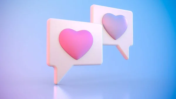 Render Valentine Concept Amante Mensagens Ícones Texto Com Corações — Fotografia de Stock