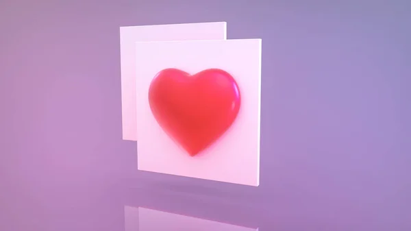 Render Valentine Concept Піктограма Літери Серцем Ній — стокове фото