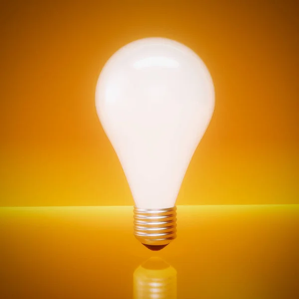 3D Render of Light Bulb on Orange Yellow Background