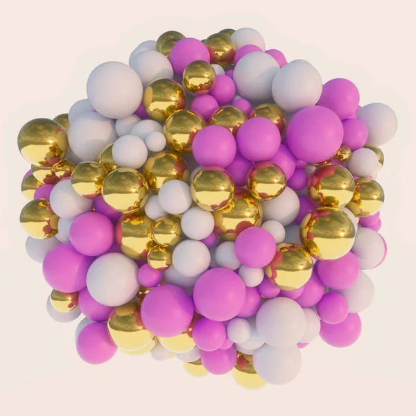 Render Gold White Purple Colored Bubbles White Background — Stock Photo, Image