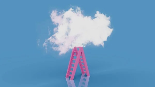 通往云彩的阶梯 成功阶梯的概念 带粉红与粉红色彩的3D渲染 — 图库照片