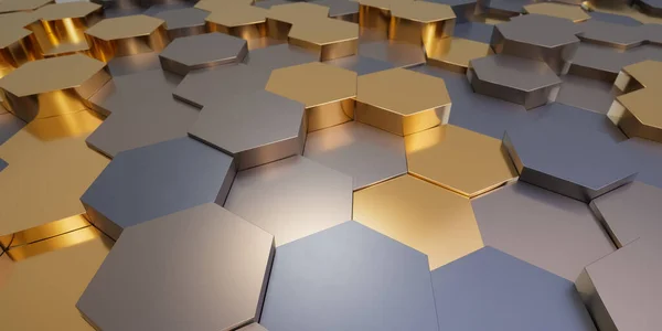 Render Futuristic Metallic Abstract Background Hexagons — Stock Photo, Image
