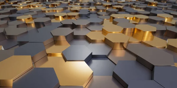 Render Futuristic Metallic Abstract Background Hexagons — Stock Photo, Image