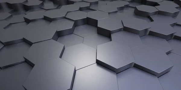 Render Van Futuristische Metallic Abstracte Achtergrond Met Hexagons — Stockfoto