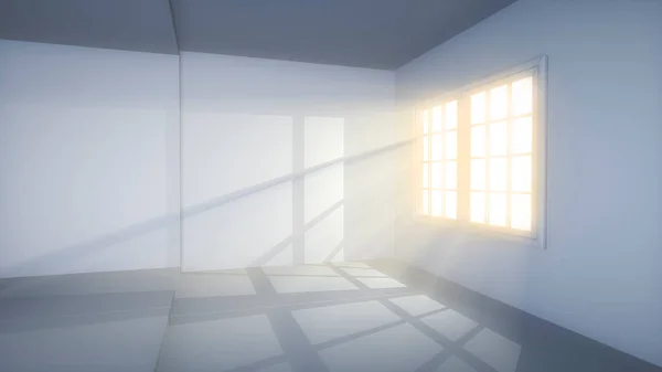 Rendering Minimal Bright Interior Room Sunshine — Stock Photo, Image