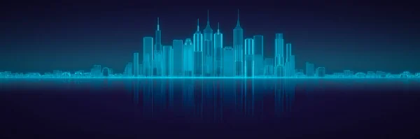 Render Panoramic Futuristic City Concept — Stockfoto