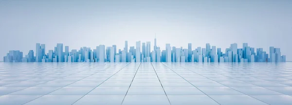 Render Panoramic Futuristic Minimal City Concept Stock Image