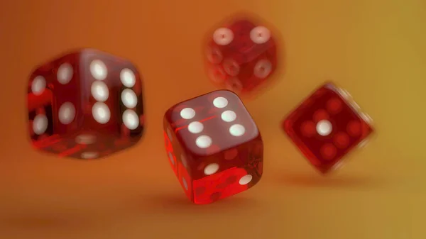 Illustration Red Dices Flying Spinning Air — Stock Photo, Image
