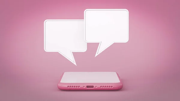 Rendering Chat Speech Bubble Smart Phone Screen — Stock Photo, Image