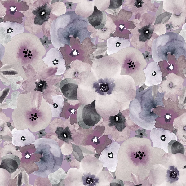 Płynny Wzór Abstrakcyjnymi Kolorowymi Kwiatami Ilustracja Akwarela — Zdjęcie stockowe