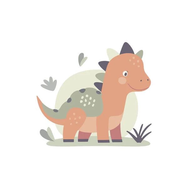 Ilustrace Roztomilého Kresleného Dinosaura Charakteristika Pro Dětský Pokoj Vektor Pohlednic — Stockový vektor