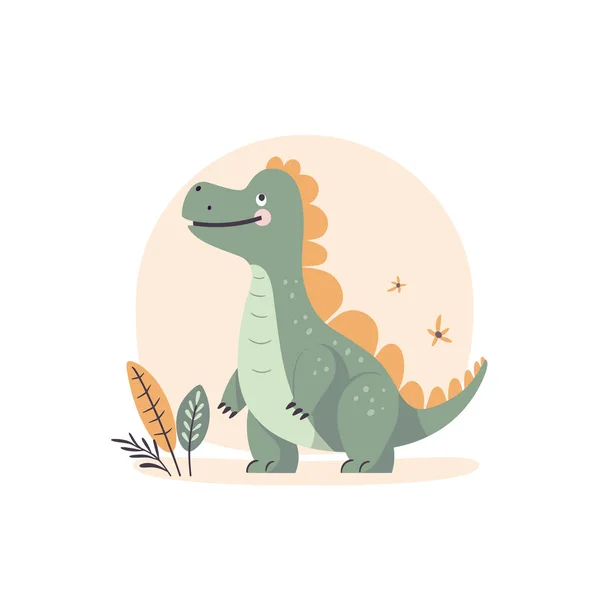 Llustration Cute Cartoon Dinosaur Characters Children Room Postcards Vector — Stock Vector