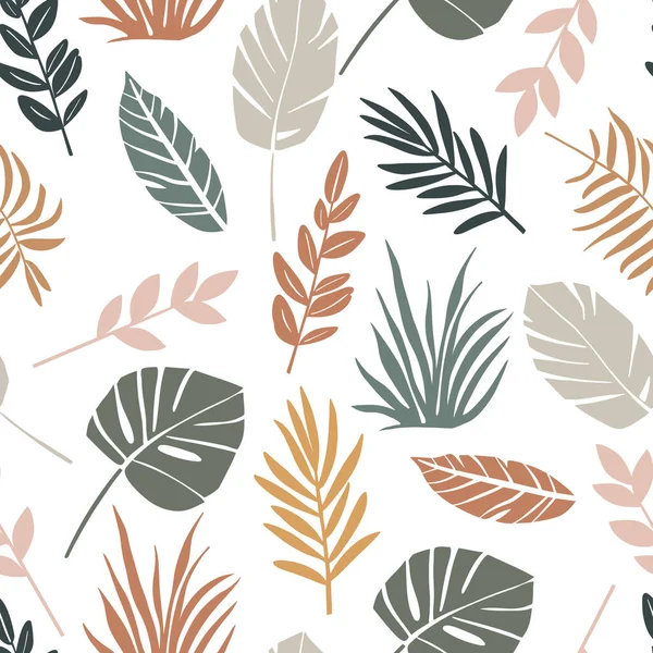 Motif Sans Couture Vectoriel Avec Des Branches Des Feuilles Plantes — Image vectorielle