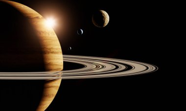 3D Render, Gas giant planet in deep space clipart