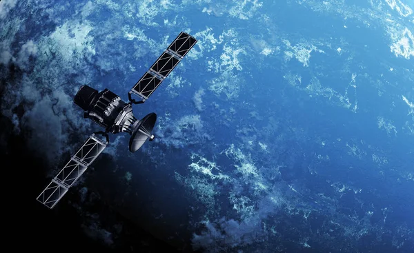 Render Planet Deep Space Satellite — Stock Photo, Image