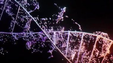 Mavi neon ışıklı 3D resimli DNA sarmalı kromozom spiral ipliği