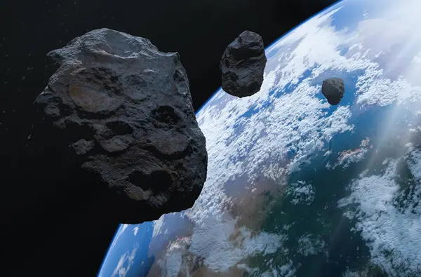 Asteroidi Nello Spazio Elementi Questa Immagine Forniti Dalla Nasa Illustrazione — Foto Stock