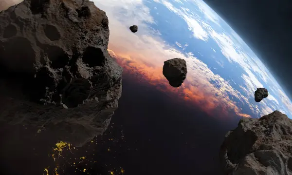 Asteroidi Nello Spazio Nella Terra Animatio — Foto Stock