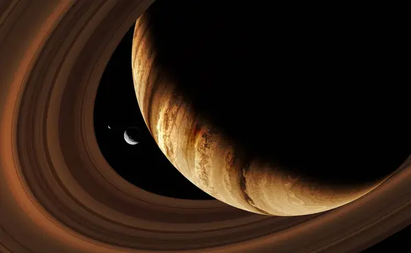 Planeta Gigante Gás Espaço Profundo Animatio Imagens Royalty-Free