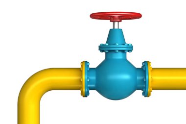 Boru hattı beyaz arkaplan üzerinde izole edilmiş 3D gaz musluğu