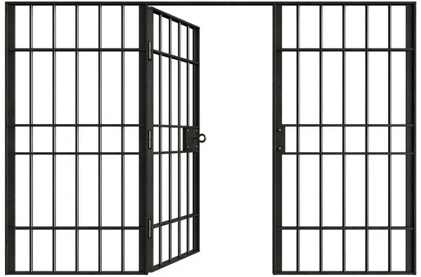 Darstellung Von Gefängnisgittern Aus Metall Isoliert Über Weißem Hintergrund — Stockfoto