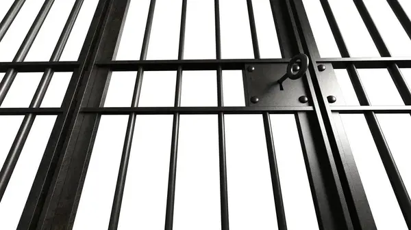 Darstellung Von Gefängnisgittern Aus Metall Isoliert Über Weißem Hintergrund — Stockfoto