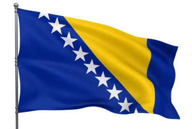 Bosna Hersegovina bayrağı beyaz arkaplanda izole edilmiş