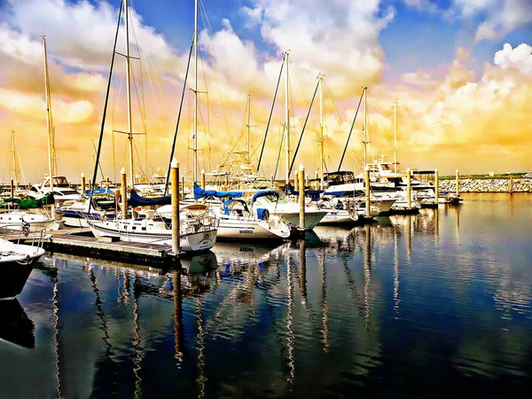 Yachts docked at Palafox Pier in downtown Pensacola, Florida
