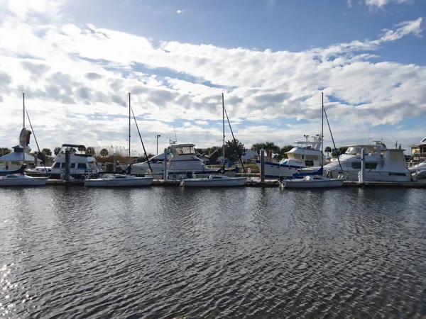 Bateaux Amarrés Marina Port Séville Sur Baie Pensacola Floride — Photo