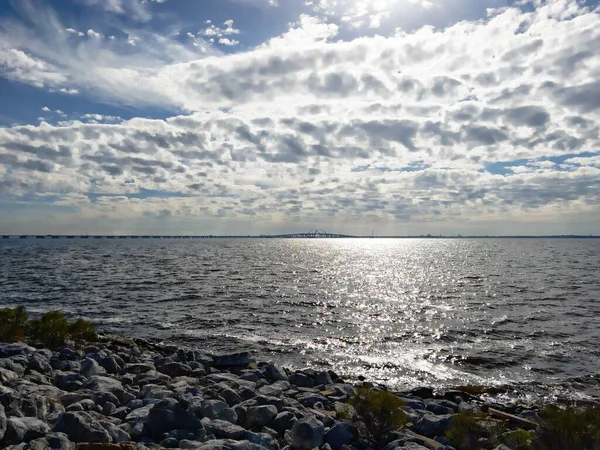Blick Auf Die Pensacola Bay Mit Der Neuen Drei Meilen — Stockfoto