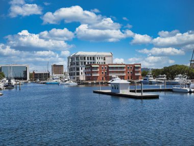 Pensacola Körfezi kıyısı, dinamik bir şehir manzarası oluşturan ticari ve yerleşim yapılarının bir karışımını sunar..