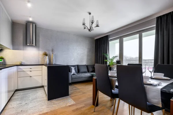 Modern Inredning Vardagsrum Liten Lägenhet — Stockfoto