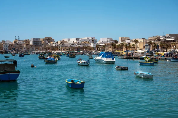 Barcos Pesca Tradicionales Pueblo Mediterráneo Marsaxlokk Malta —  Fotos de Stock
