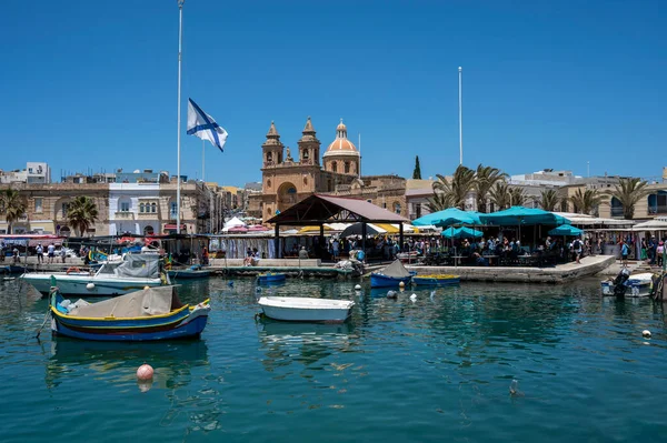 Traditionelle Fischerboote Mittelmeerdorf Marsaxlokk Malta — Stockfoto