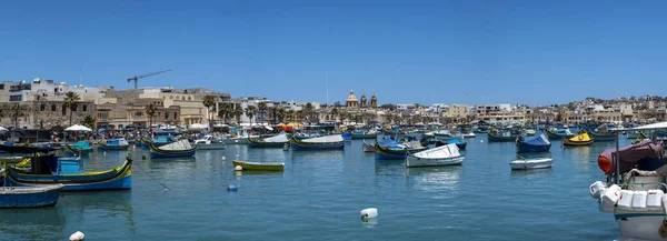 Barcos Pesca Tradicionais Aldeia Mediterrânica Marsaxlokk Malta — Fotografia de Stock