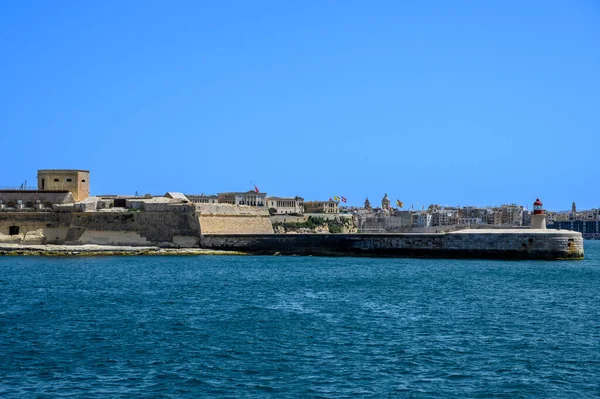 Typowa Słynna Panorama Valletty Stolicy Malty — Zdjęcie stockowe