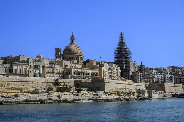 Typische Und Berühmte Skyline Von Valletta Der Hauptstadt Von Malta — Stockfoto