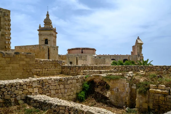 Citadell Och Omgivande Gamla Stan Hus Victoria Stad Gozo Island — Stockfoto