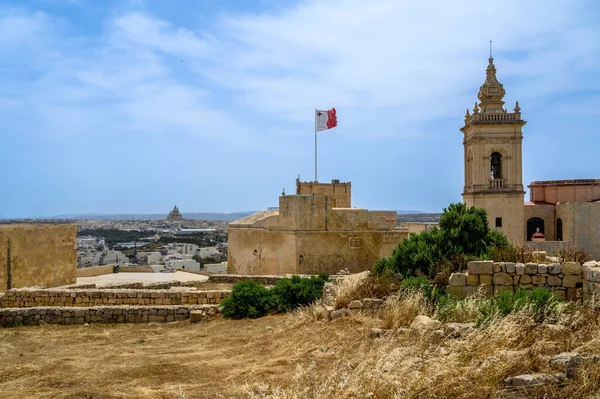 Citadela Okolní Staré Městské Domy Městě Victoria Ostrově Gozo Malta — Stock fotografie