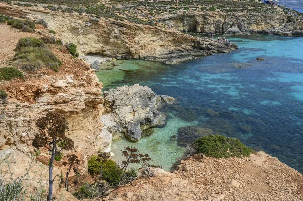 Kék Lagúna Málta Comino Gozo Paradicsom Sziget — Stock Fotó