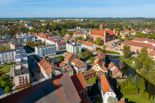 Κηφήνας Άποψη Της Μεσαιωνικής Πόλης Lidzbark Warminski Στη Βόρεια Πολωνία — Φωτογραφία Αρχείου