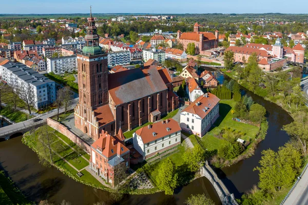 Vue Par Drone Ville Médiévale Lidzbark Warminski Dans Nord Pologne — Photo